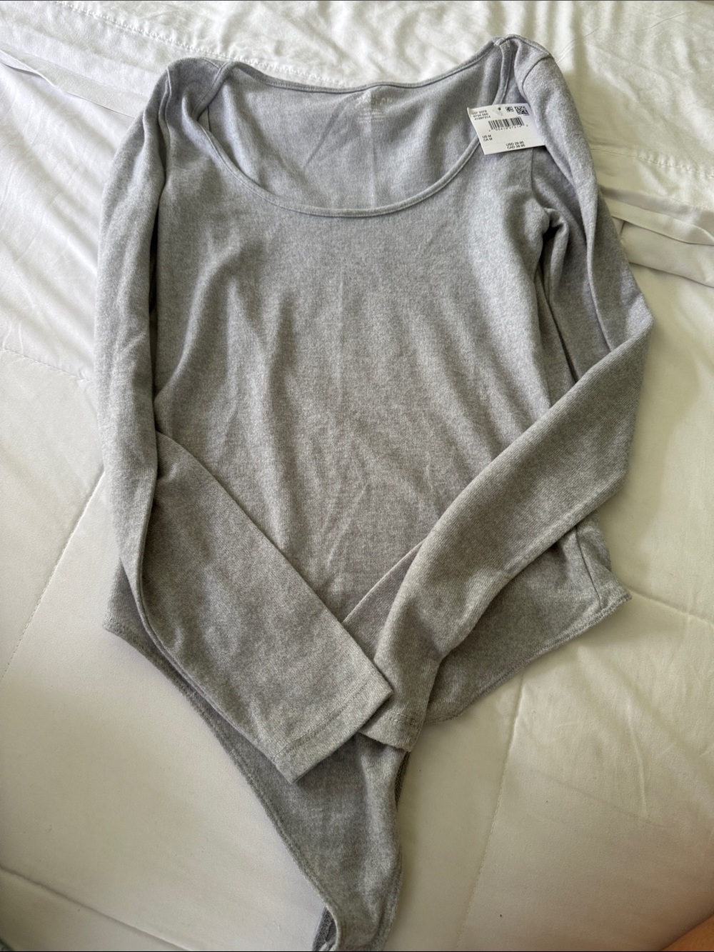 NWT AE Light Gray Long Sleeve Bodysuit